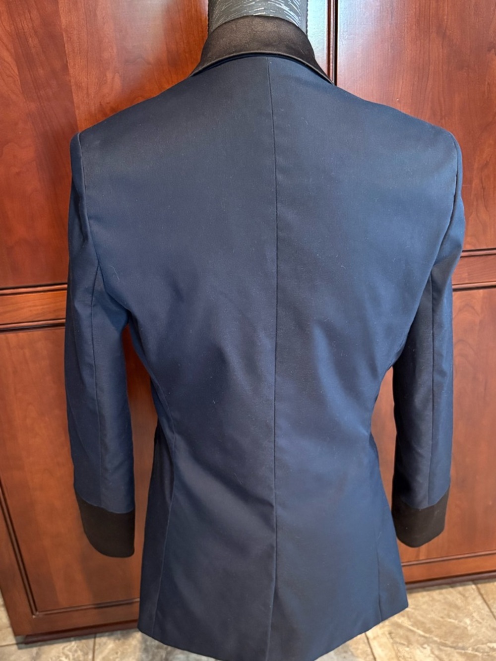 Estee Lauder Navy Blue Satin-Look Lining Jacket - Picture 4 of 6
